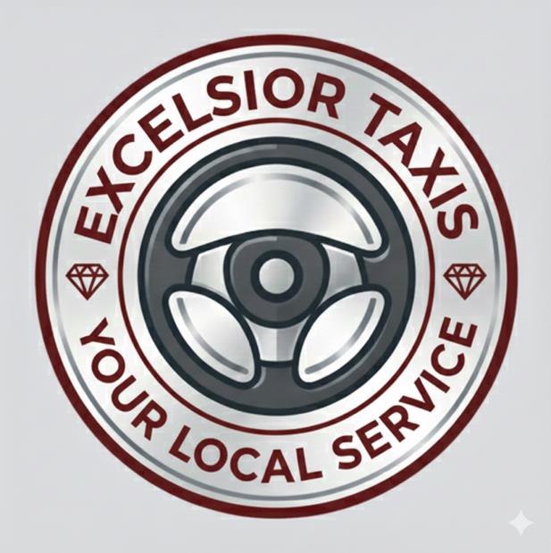 A logo displaying 'Excelsior Taxis - Your Local Service'